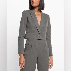 Express Peak Lapel One Button Cropped Blazer